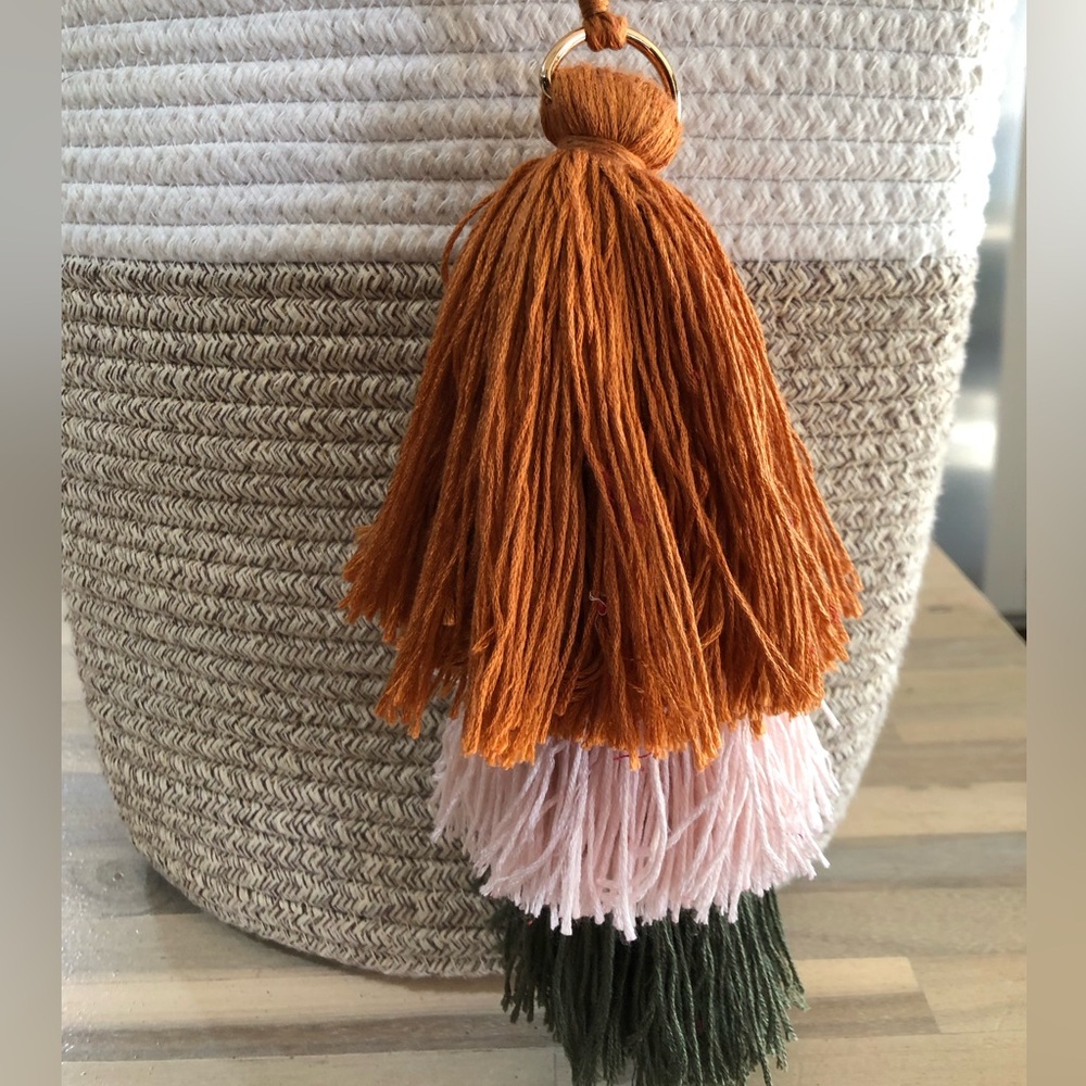 Jumbo Bag Tassel. Orange, Pink & Green